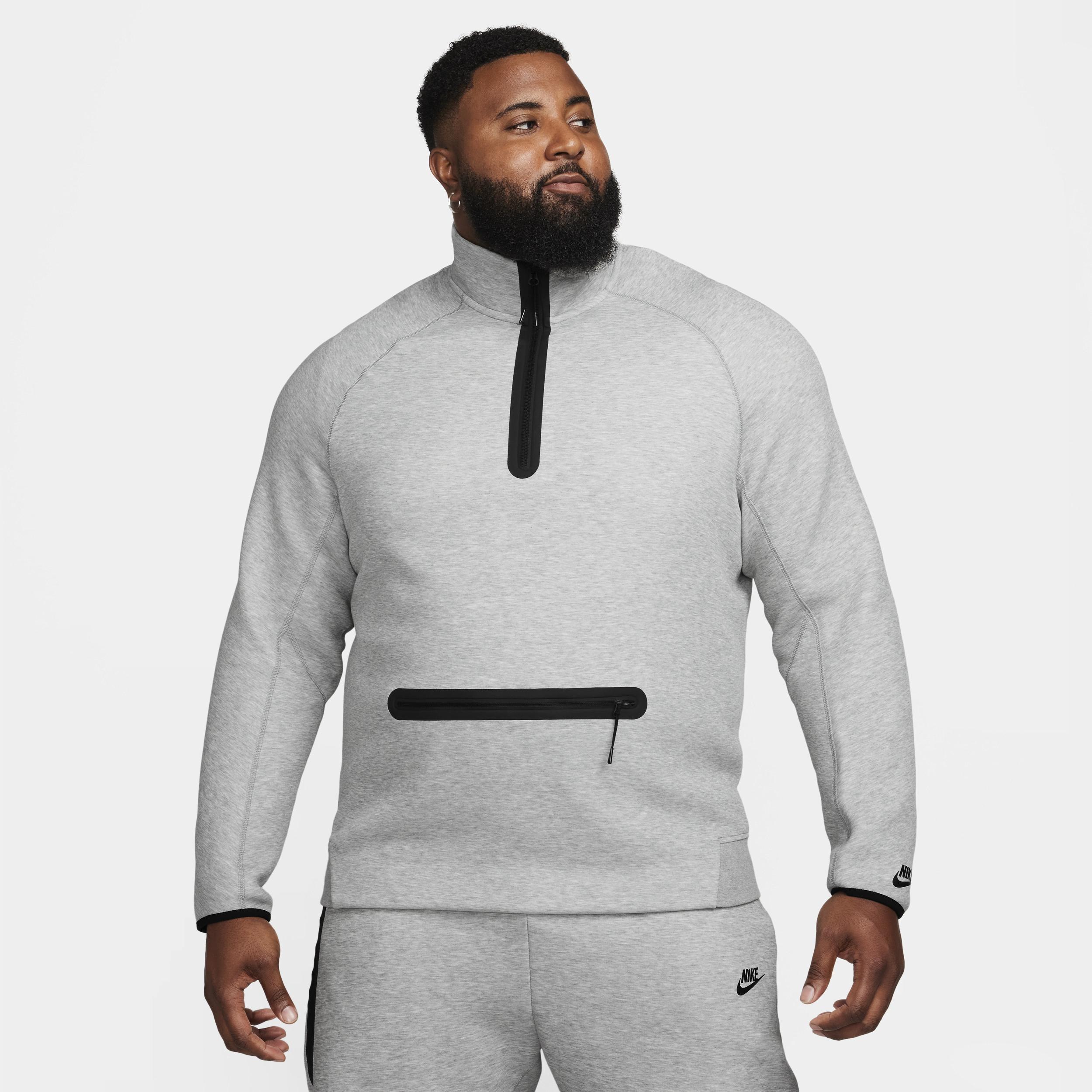 Nike Mens Sportswear Relaxed-Fit 1/2-Zip Tech Fleece Sweatshirt - Dk Grey Heather/(black) Product Image