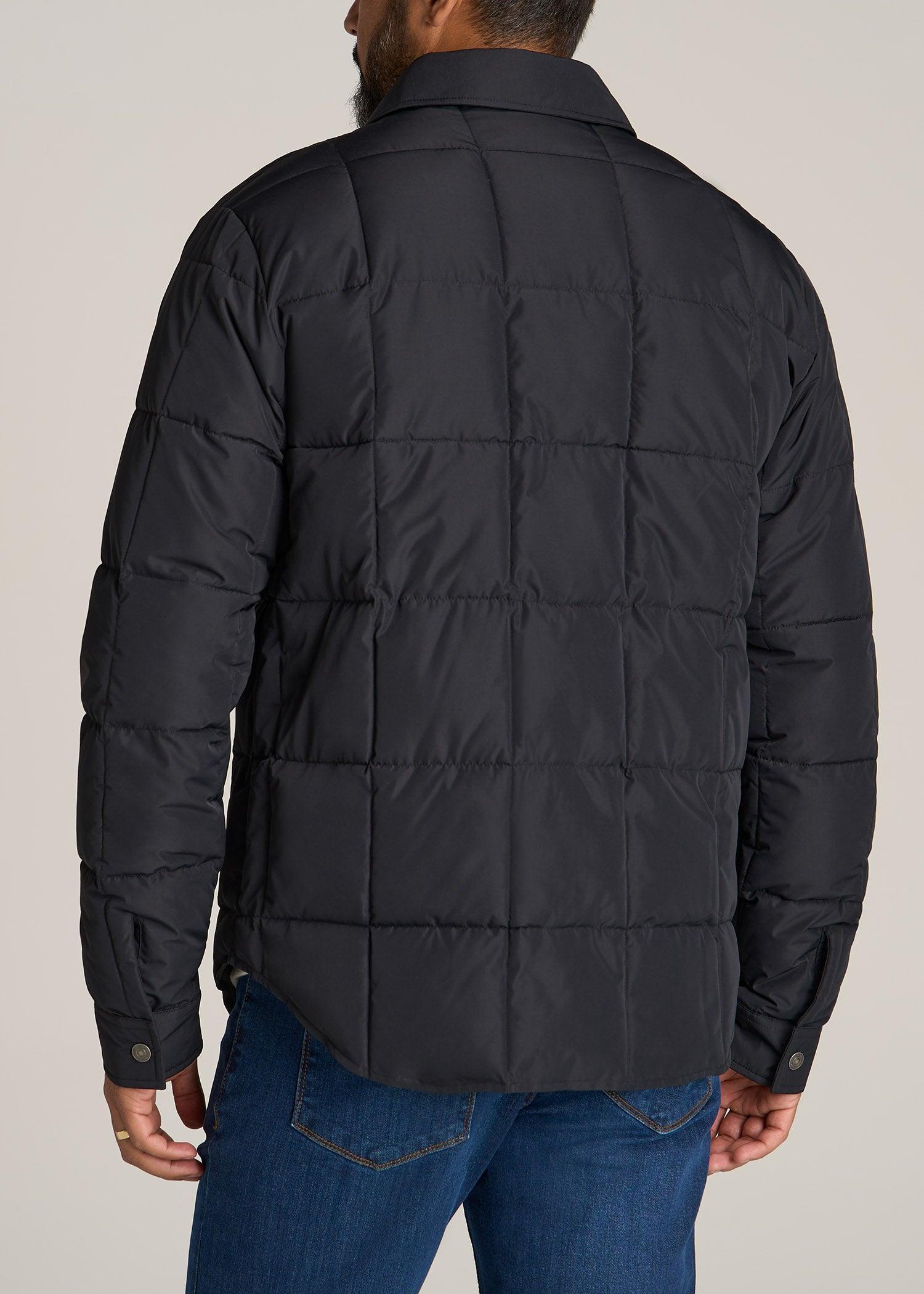 LJ&S Puffer Shirt Jacket for Tall Men in Black Male Product Image