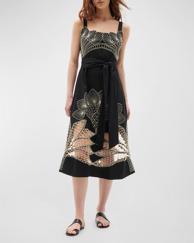 Mariposa Embroidered Cutout Sleeveless Midi Dress Product Image