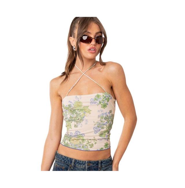 EDIKTED Garden Party Floral Print Mesh Top Product Image