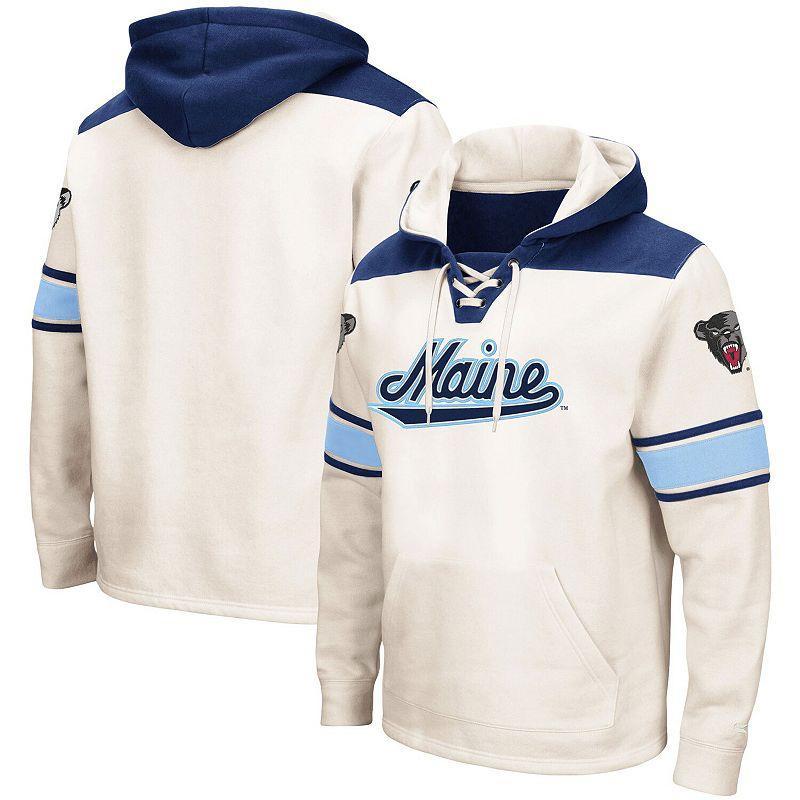 Mens Colosseum Cream Maine Black Bears 2.0 Lace-Up Logo Pullover Hoodie Product Image