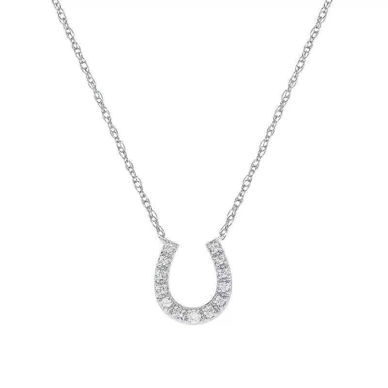 Unbranded Sterling Silver 1/10 Carat T.W. Diamond Horseshoe Pendant Necklace, Women's, Size: 18", White - Size: 18" Product Image