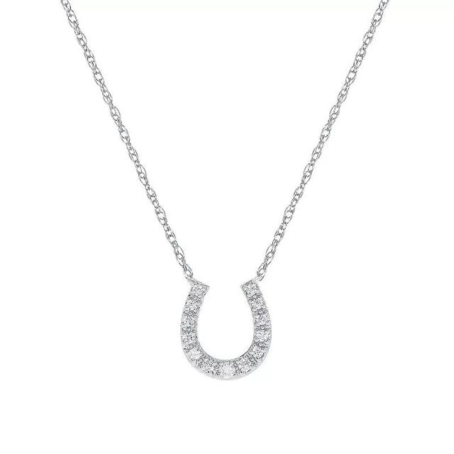 Sterling Silver 1/10 Carat T.W. Diamond Horseshoe Pendant Necklace, Womens Pink Tone Product Image