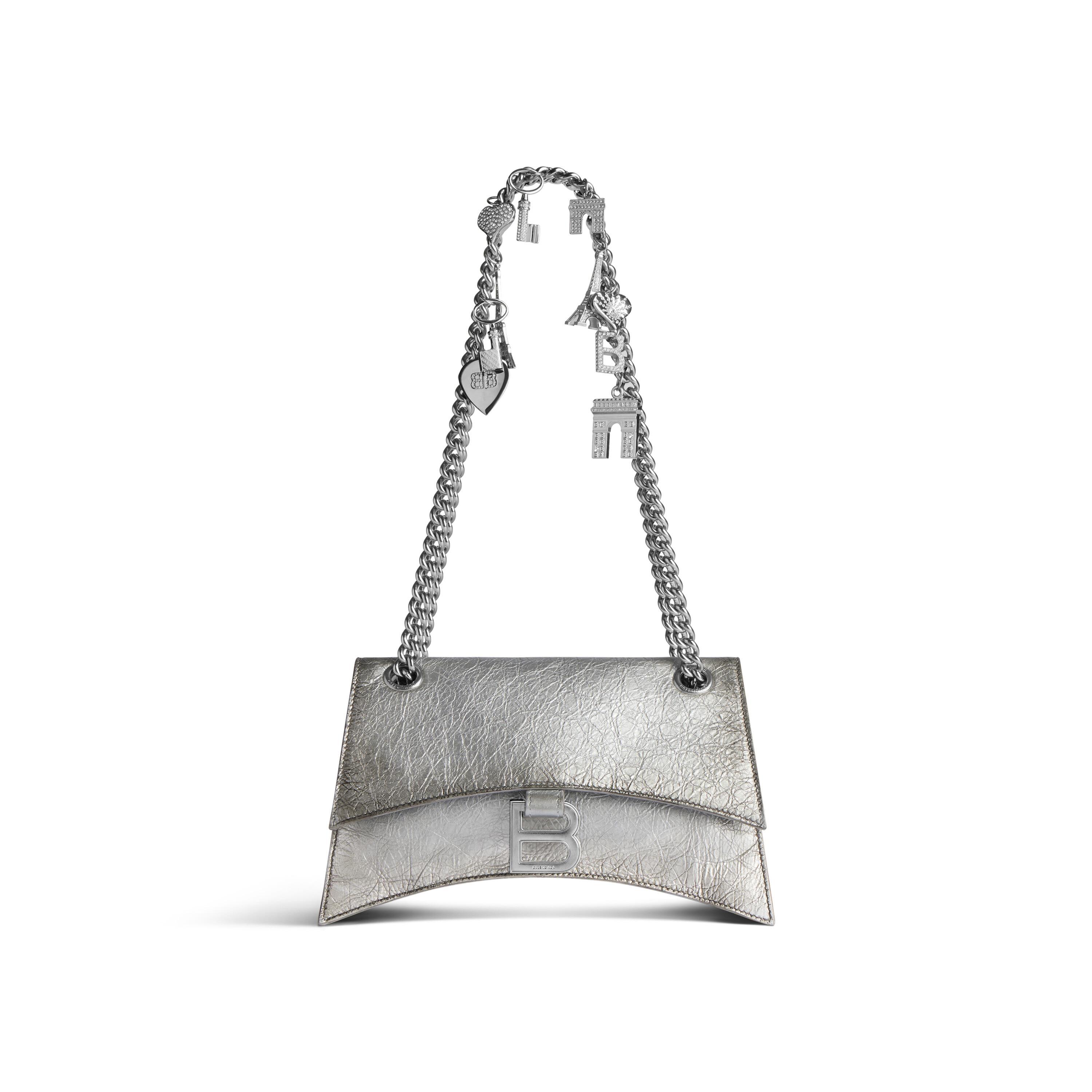 Women's Crush Small Chain Bag Dirty Effect With Souvenirs And Rhinestones in Silver Product Image