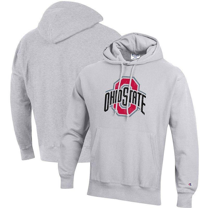 Mens Champion Heathered Gray Ohio State Buckeyes Vault Logo Reverse Weave Pullover Hoodie Product Image