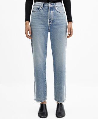 Mango Womens Forward Seams Detail Straight Jeans Product Image