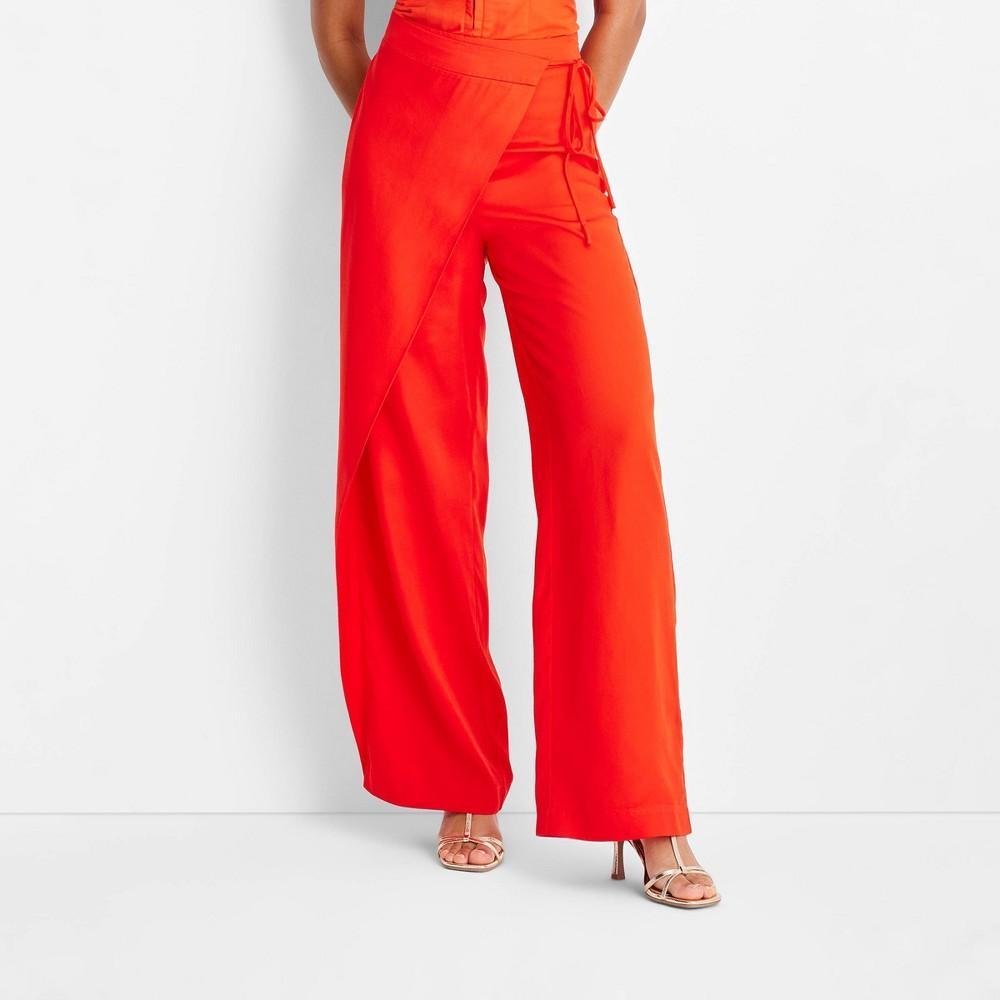 Womens Mid-Rise Sarong Wide Leg Pants - Future Collective with Jenee Naylor Red XS Product Image