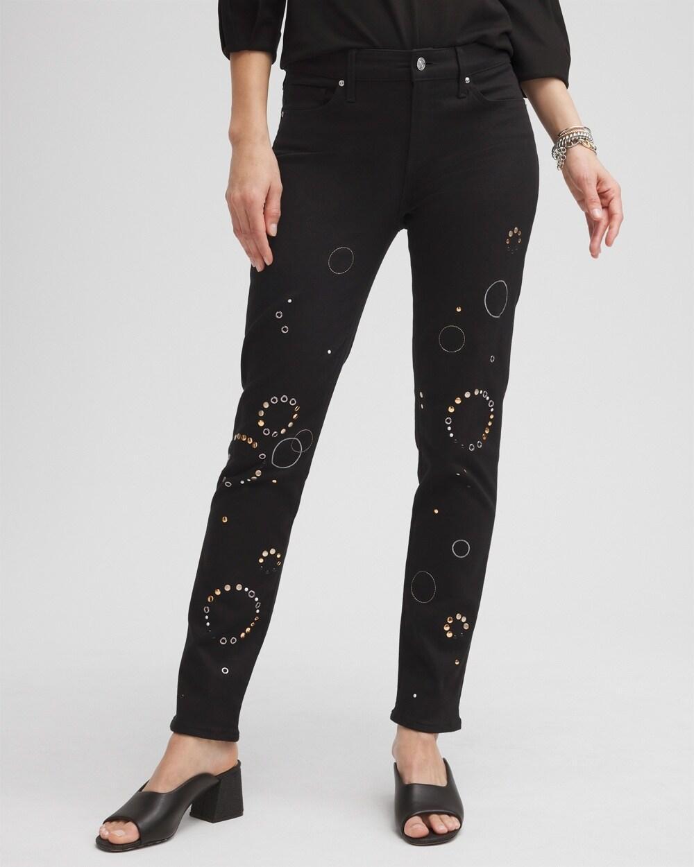 Women's Girlfriend Grommet Detail Ankle Jeans product image