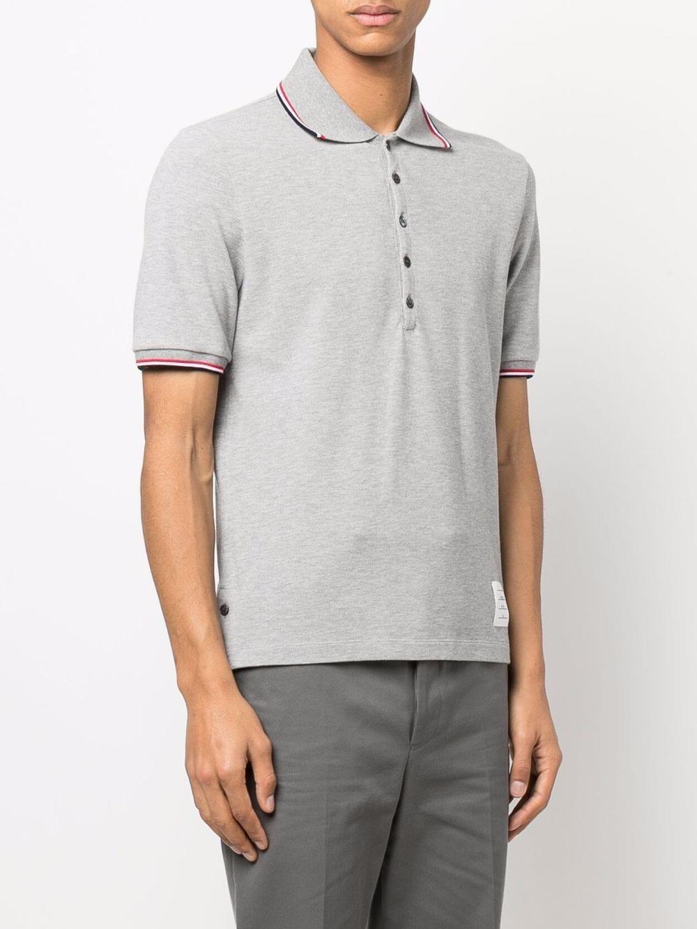 THOM BROWNE Tri-colour Stripe Polo Shirt In Grey Product Image