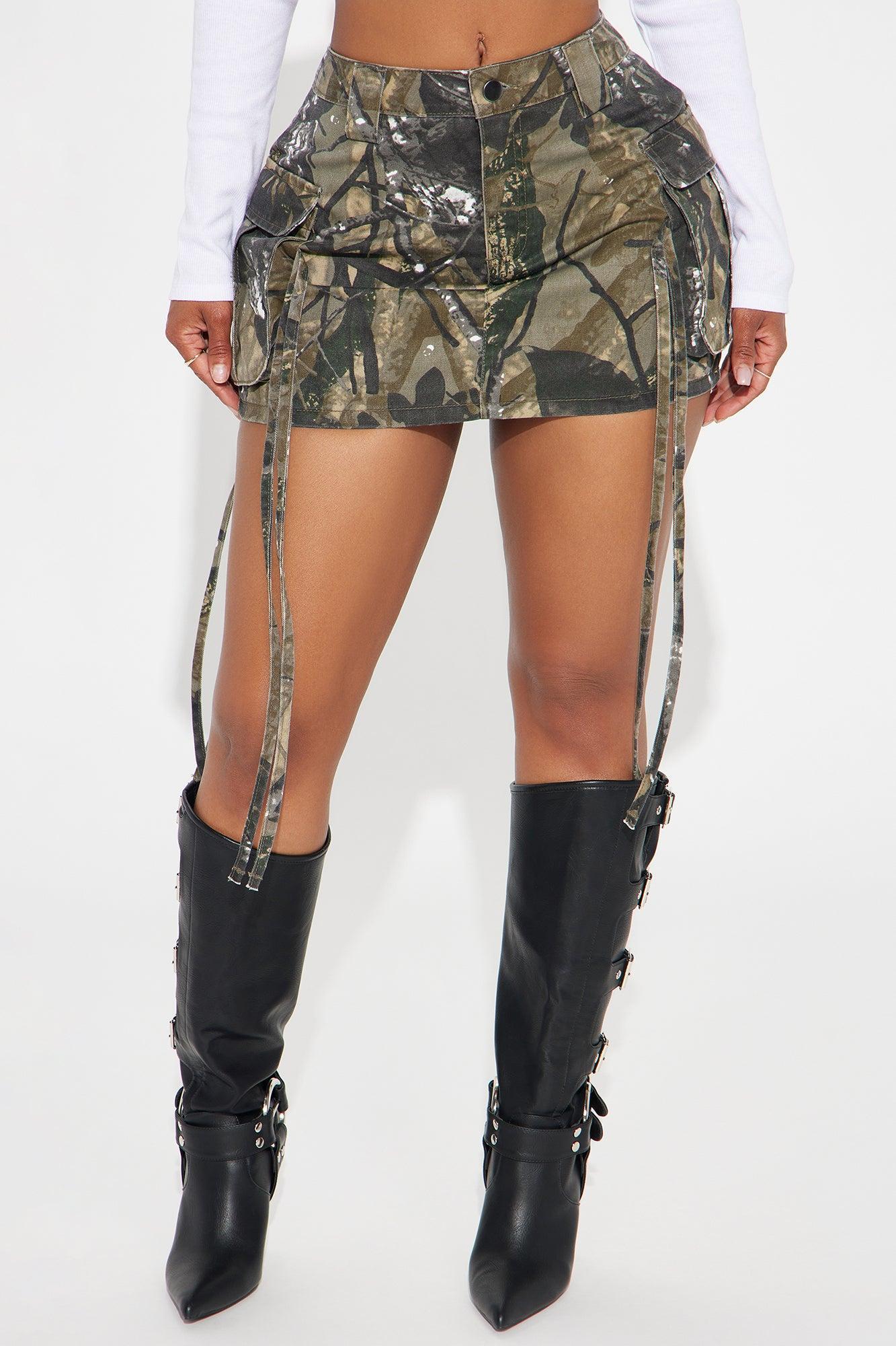 Good At This Tree Camo Mini Skirt - Olive/combo Product Image