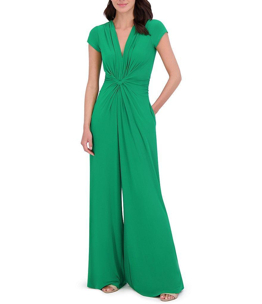 Vince Camuto V-Neck Short Sleeve Twist Front Jumpsuit Product Image