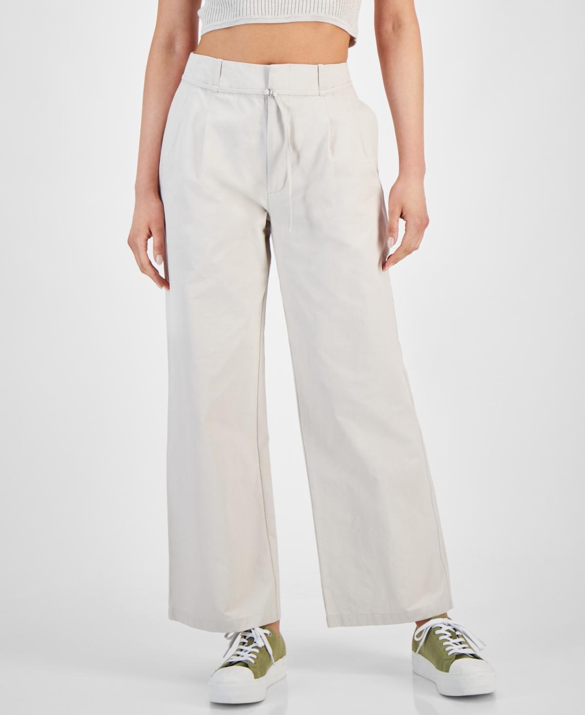 Calvin Klein Jeans Womens High-Waist Wide-Leg Belted Pleated Pants Product Image