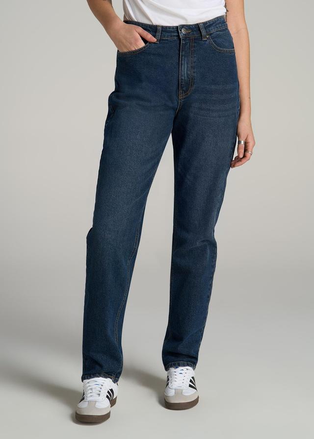 Emma High Rise Relaxed Tapered Tall Women's Jeans in Faded Dark Indigo Female Product Image