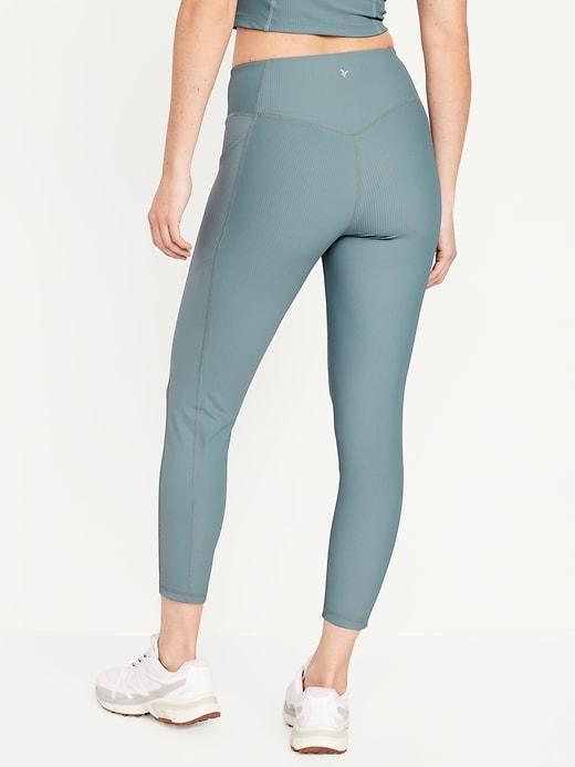 High-Waisted PowerSoft Ribbed 7/8 Leggings Product Image