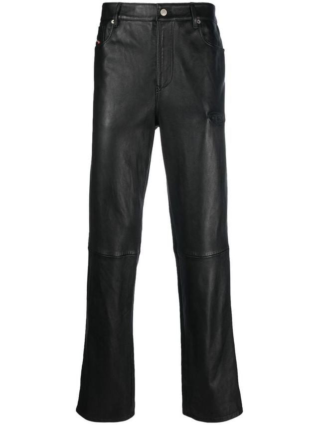 Logo-embossed Leather Trousers In Black Product Image