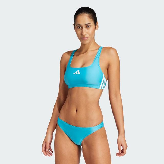 adidas 3-Stripes V-Back Bikini Lucid Cyan 2 Womens Product Image