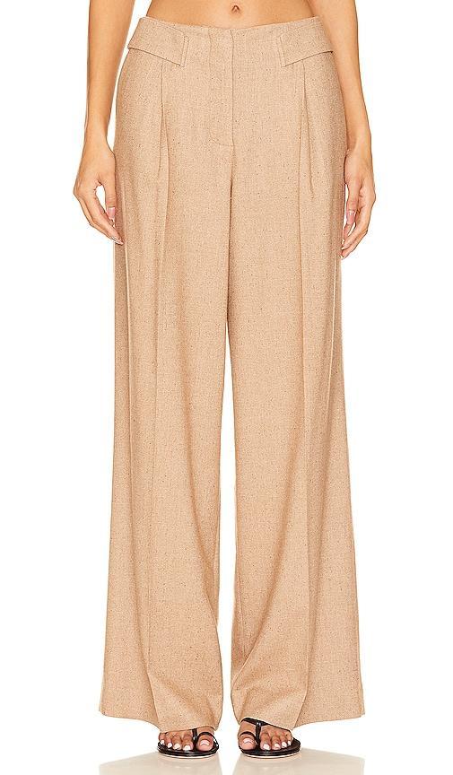 REMAIN Wide Pant With Eyelet Belt in Beige. Product Image