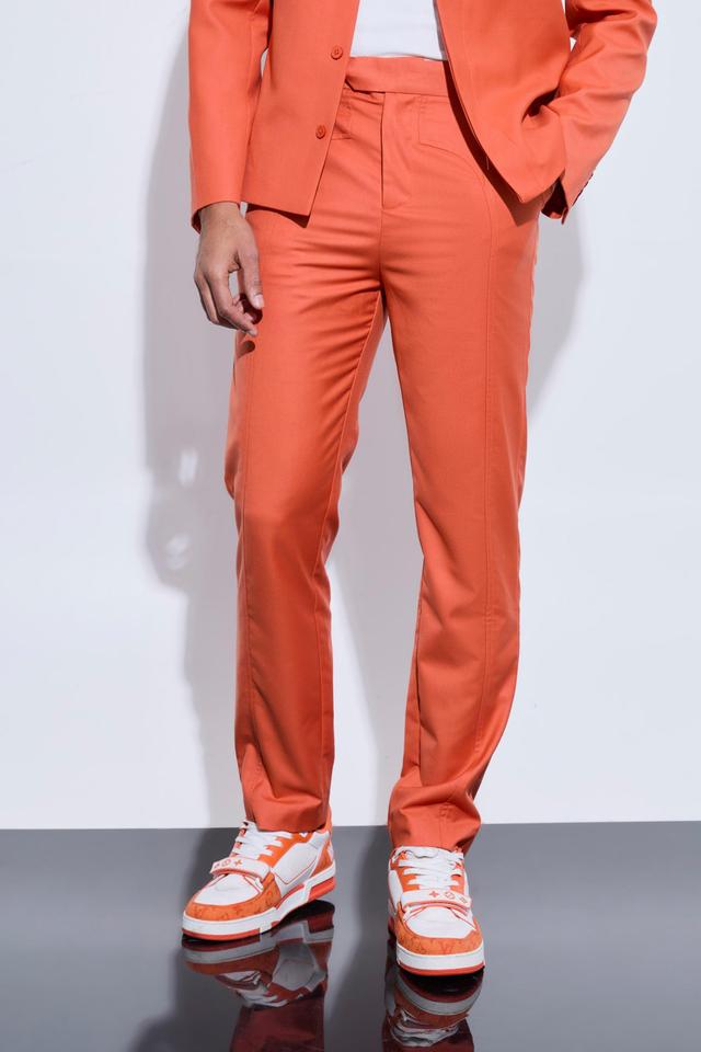 Tailored Overlay Detail Straight Leg Pants | boohooMAN USA Product Image