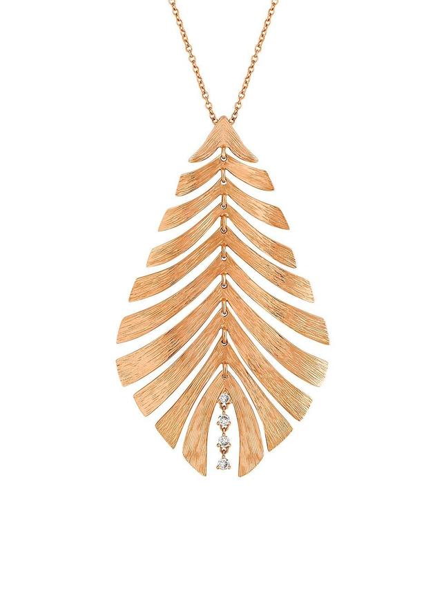 Womens Bahia 18K Pink Gold & 0.62 TCW Diamond Feather Necklace Product Image