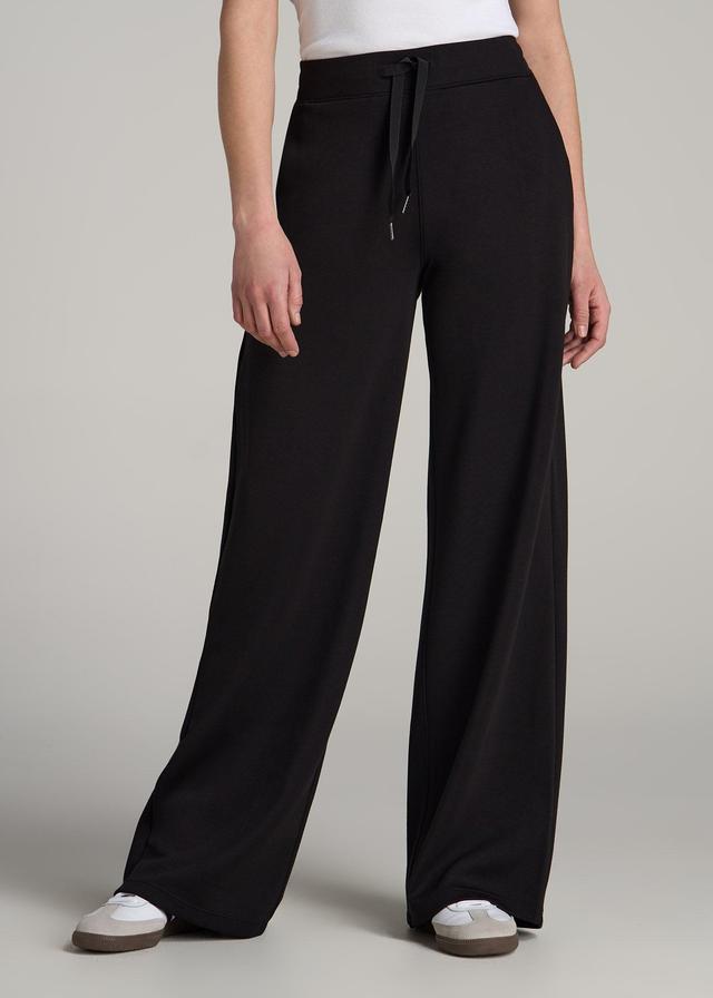 Pull-On Tie Waist Wide Leg Pants for Tall Women in Black Product Image