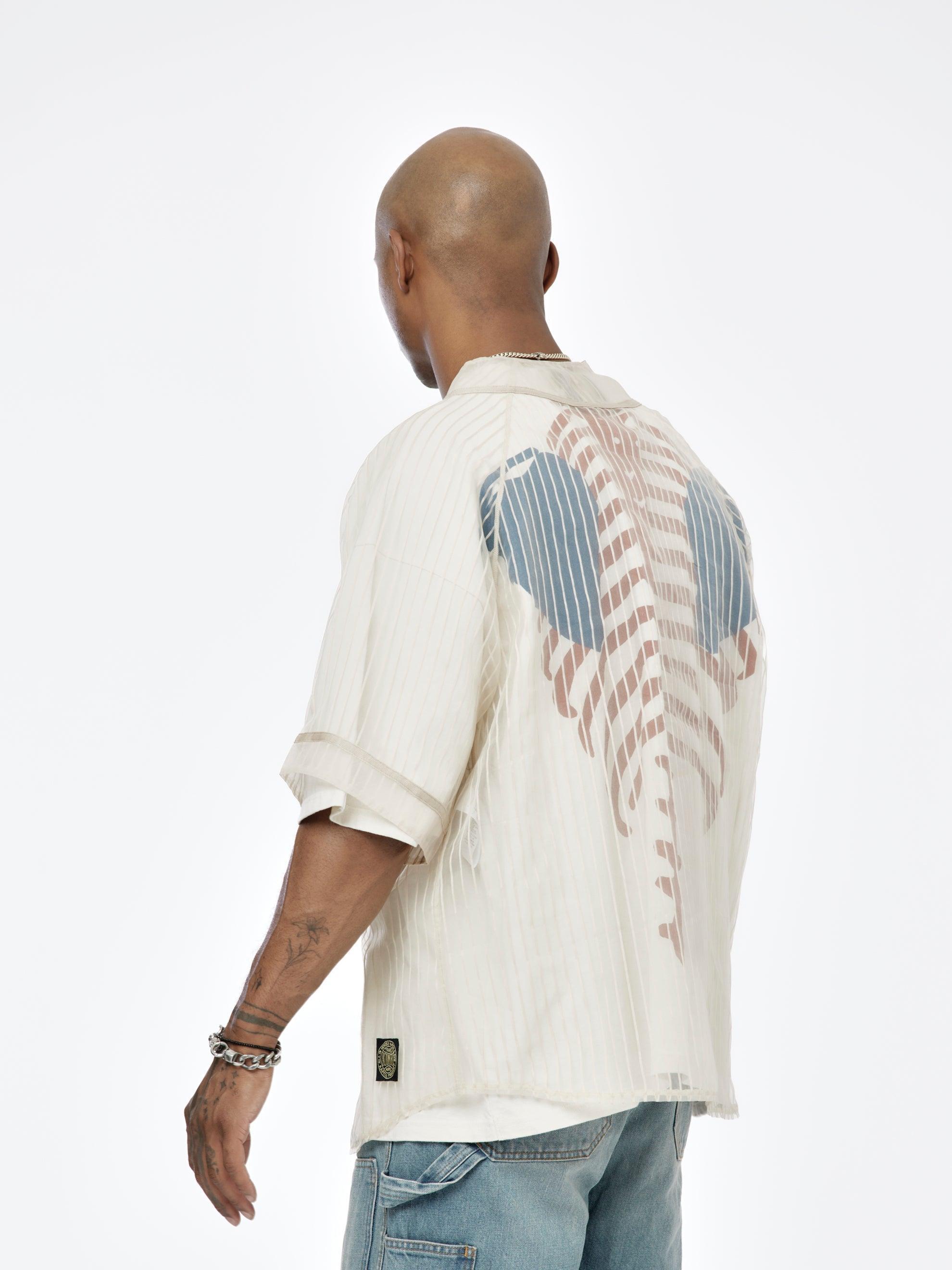 Sheer Stripe Great Kountry Baseball Shirt (Beige) Product Image