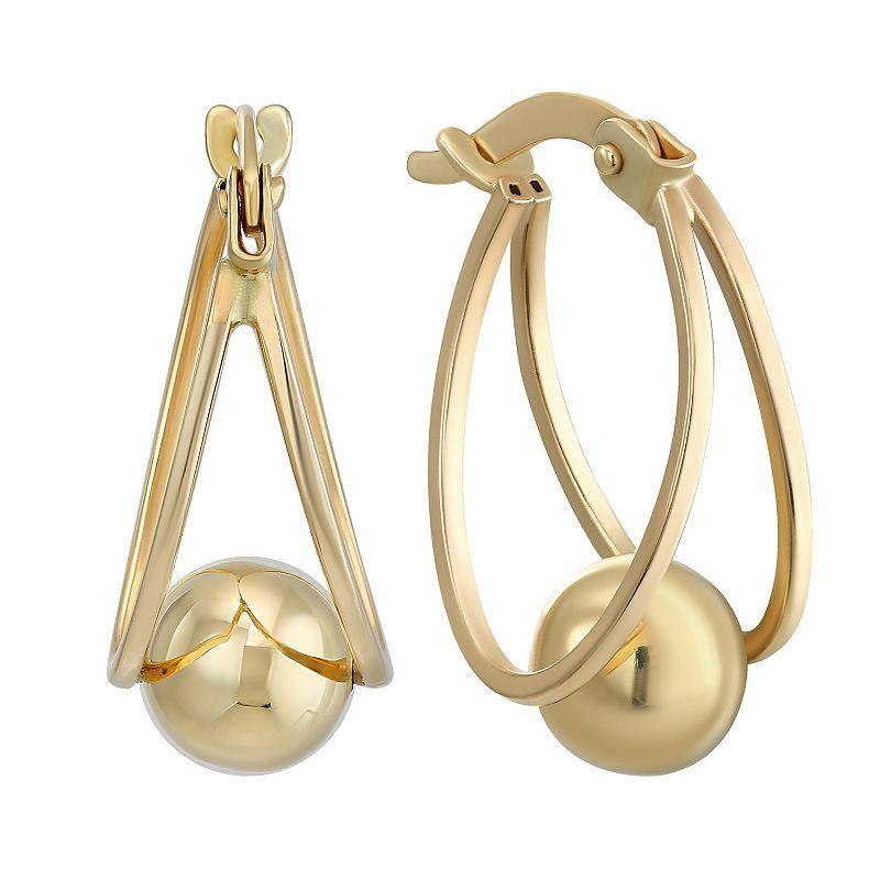 Polished Orb Split Oval Small Hoop Earrings in 10k Gold Product Image