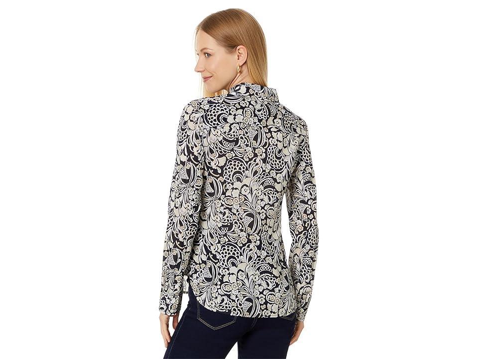 Tommy Hilfiger Womens Cotton Paisley Roll-Tab Shirt - Sky Cap Product Image