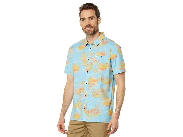 Quiksilver Ripped Up Cotton Short Sleeve Woven (Sky Ripped Up) Men's Clothing Product Image