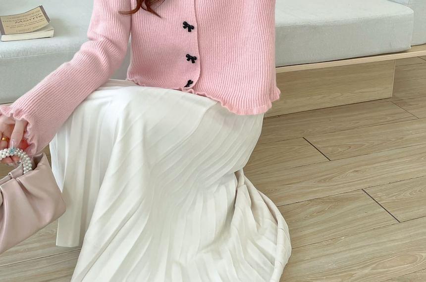 Frill Trim Plain Crop Cardigan Product Image