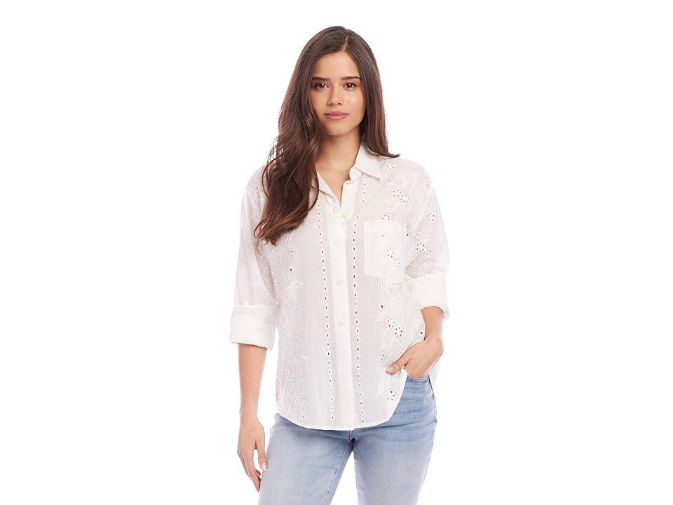 Karen Kane Cotton Eyelet Button-Up Shirt Product Image