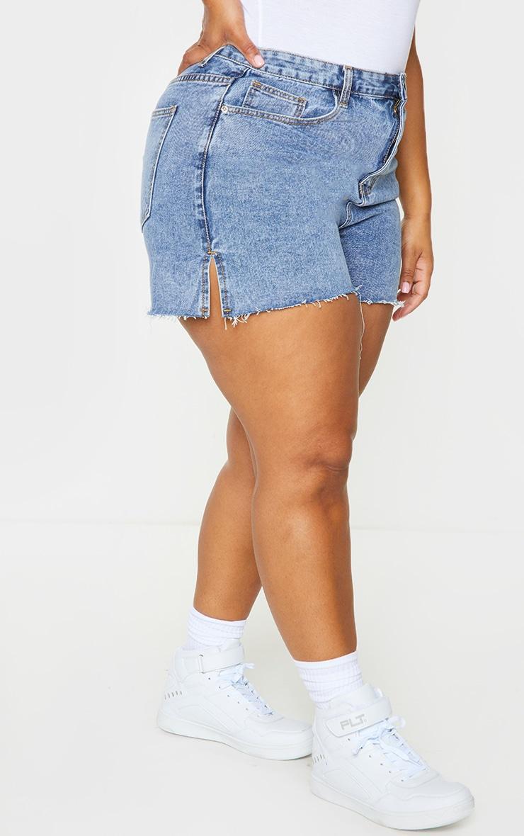 Plus Vintage Wash Split Hem Mom Shorts Product Image