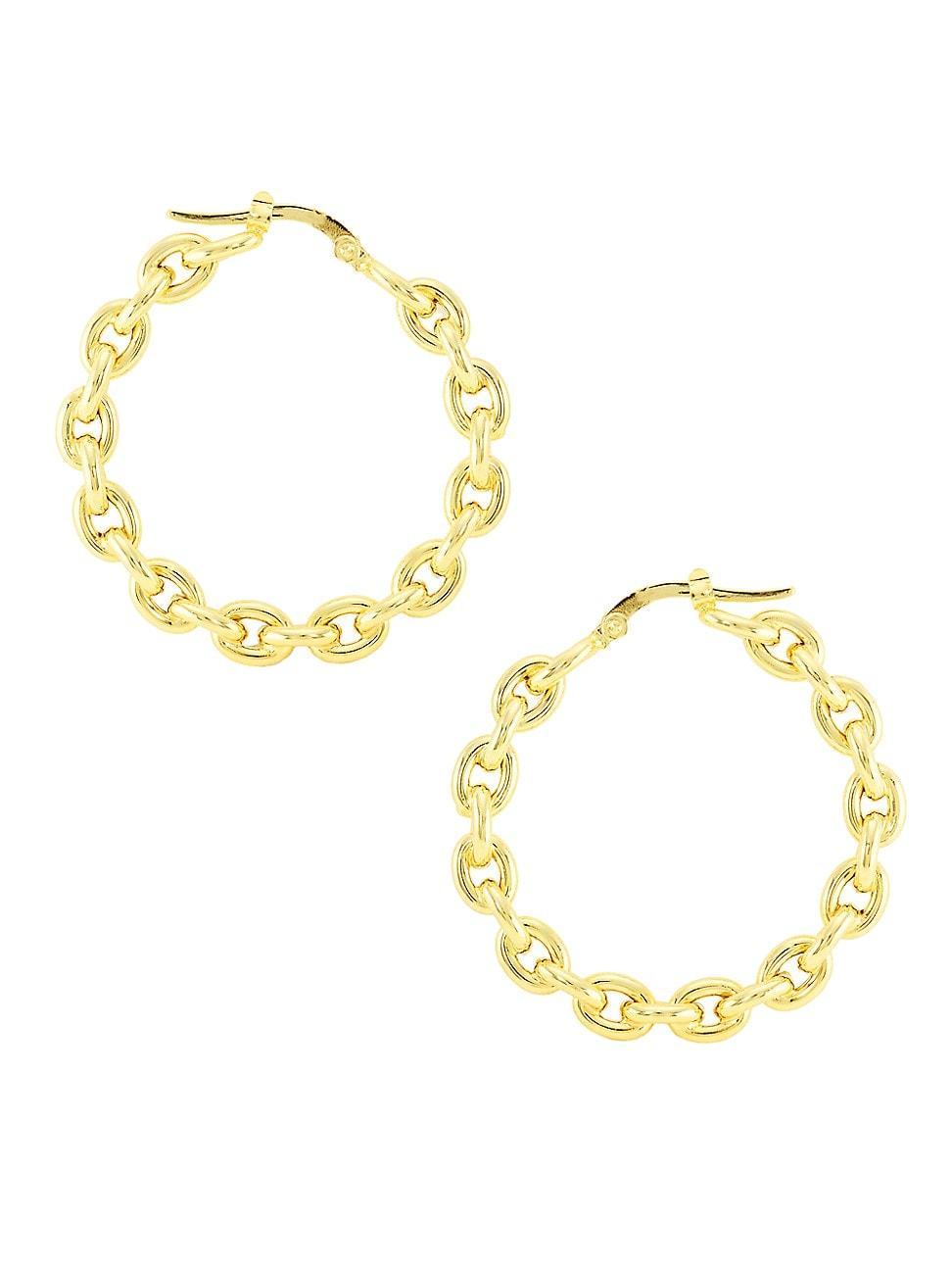 Womens 14K Yellow Gold Chain Hoop Earrings/4MM x 40MM Product Image