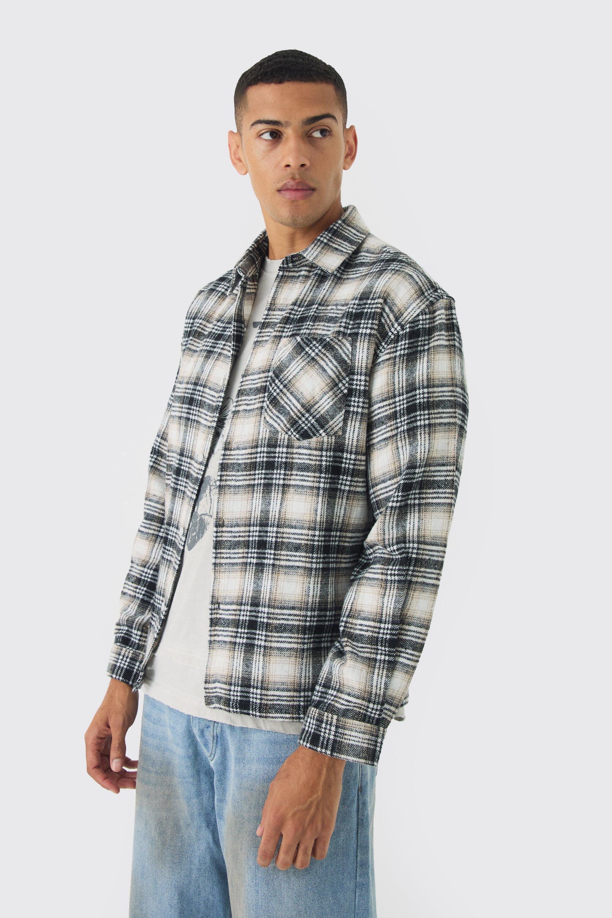 Oversized Flannel Plaid Long Sleeve Shirt | boohooMAN USA Product Image