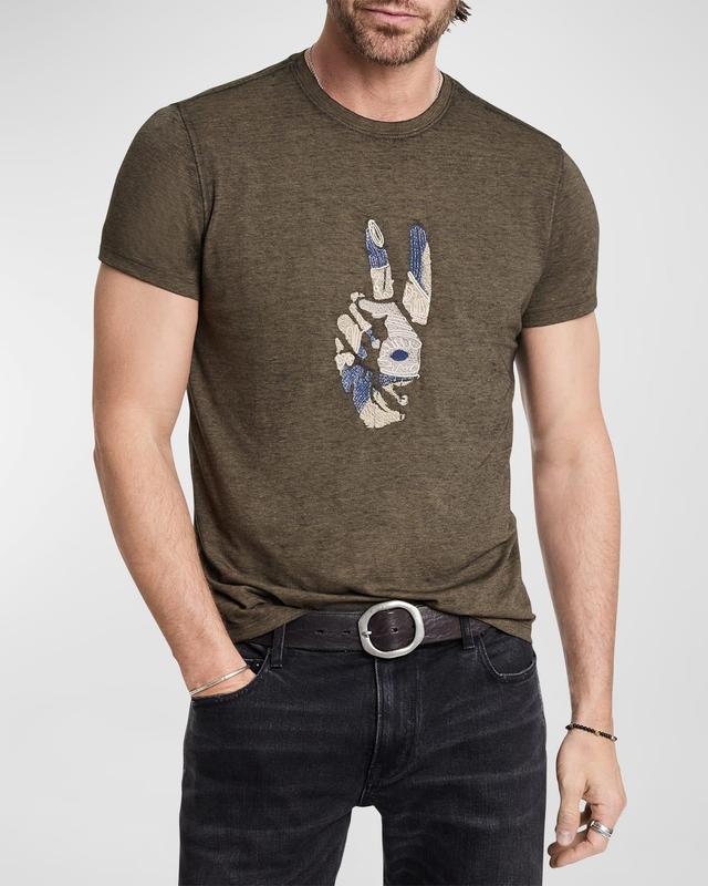 Mens Peace Embroidery T-Shirt Product Image