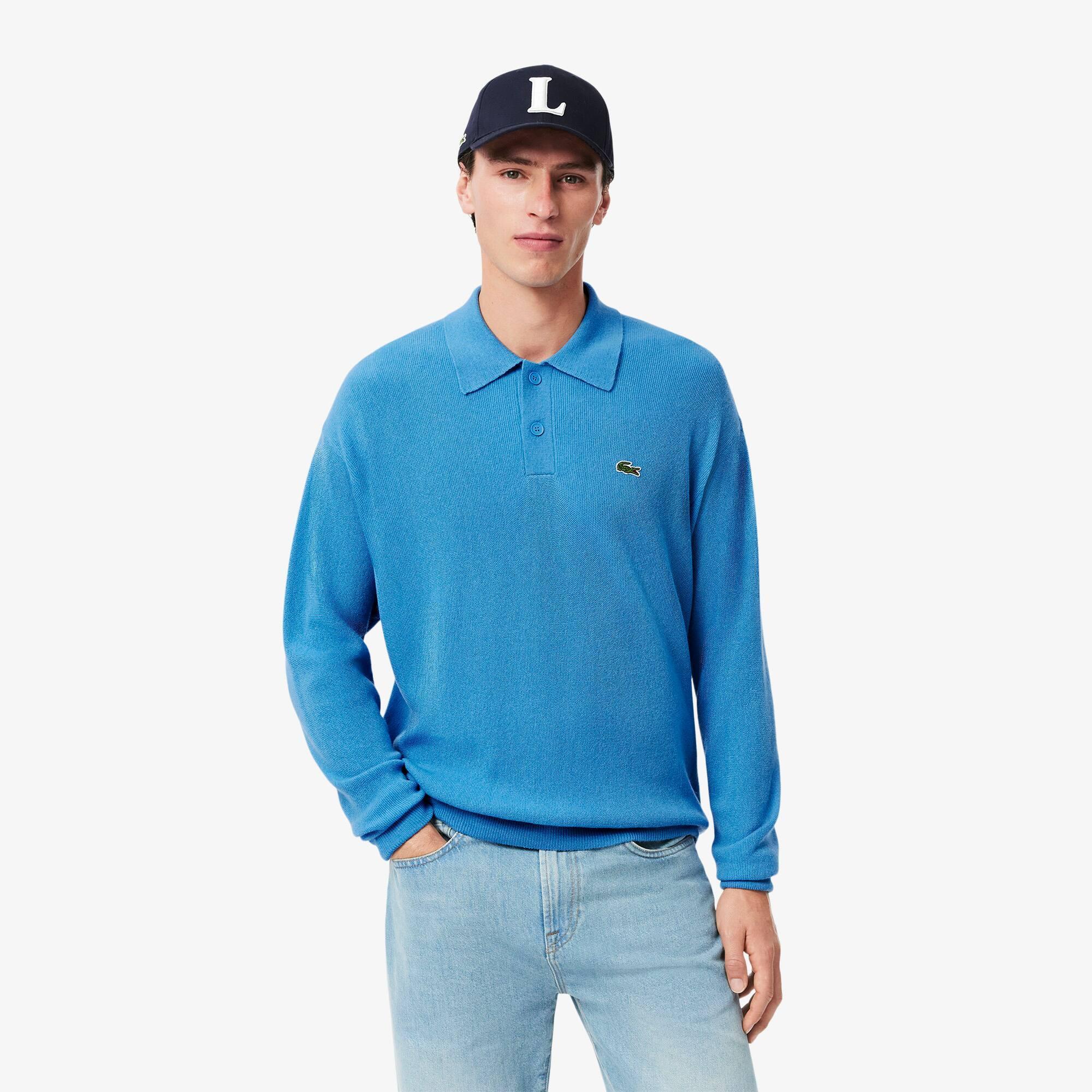 Relaxed Fit Carded Wool Polo Sweater Product Image