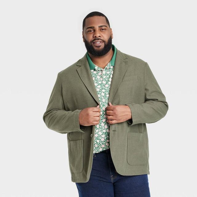 Mens Big & Tall Linen Blend Blazer - Goodfellow & Co Olive 5XLT Product Image