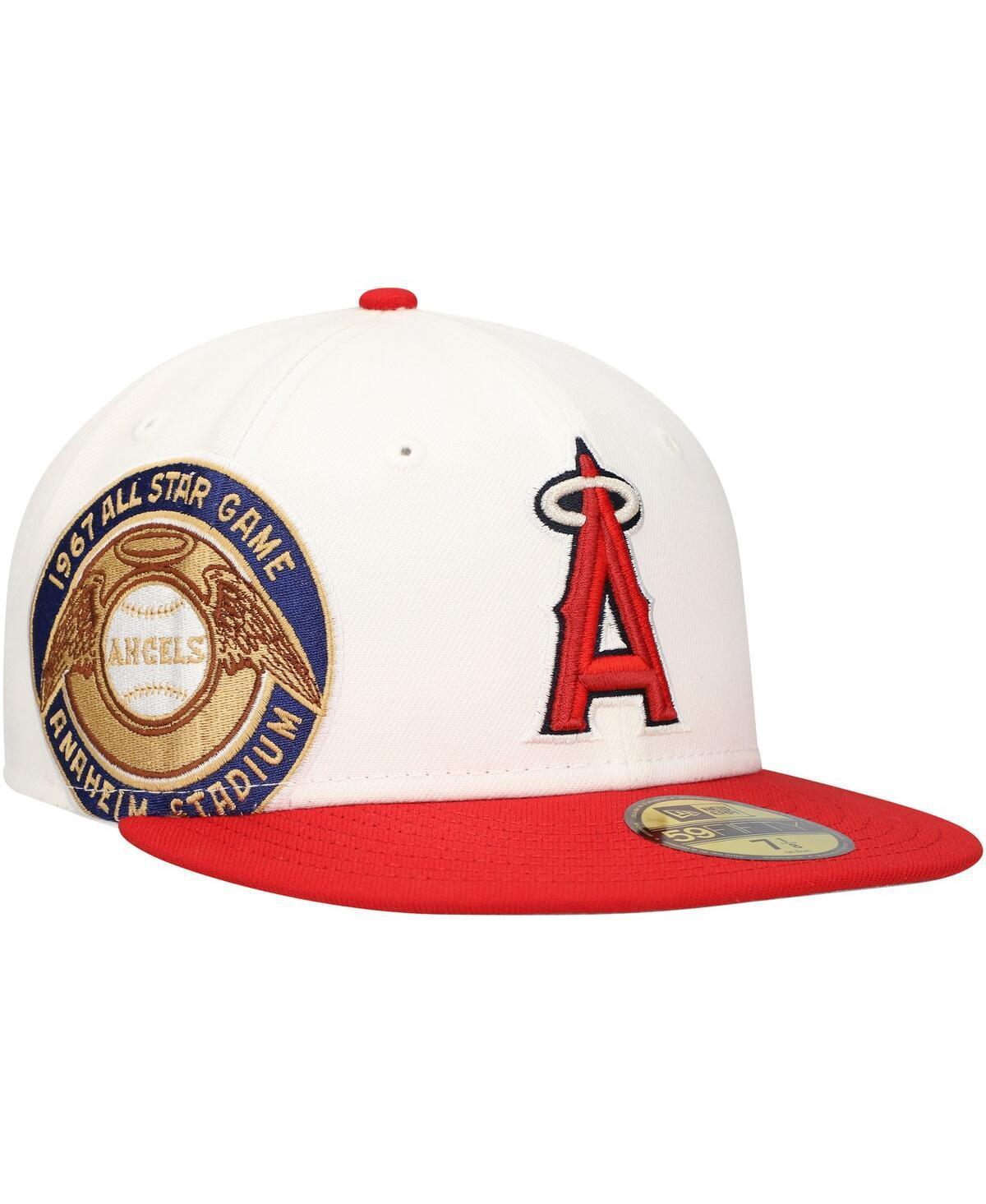 New Era Mens White Los Angeles Angels Major Sidepatch 59FIFTY Fitted Hat - White, Red Product Image