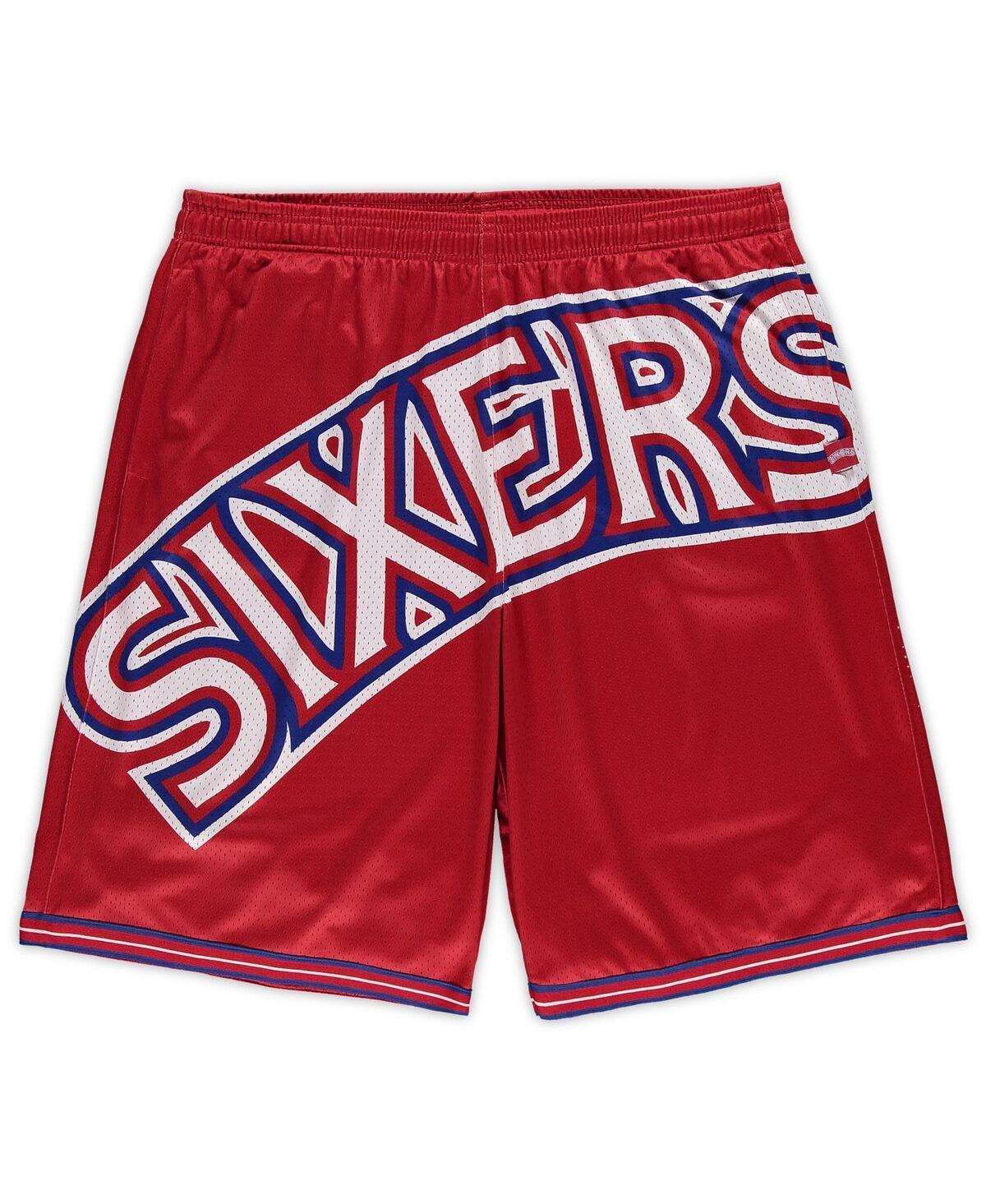 Mens Mitchell & Ness Red Philadelphia 76ers Big & Tall Hardwood Classics Big Face 2.0 Shorts Product Image