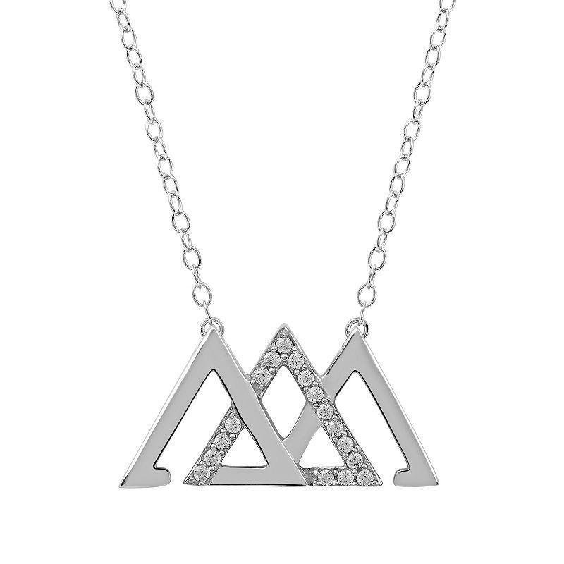 DeCouer 1/10 Carat T.W. Diamond Interlocked Triangle Necklace, Womens Silver Tone Product Image