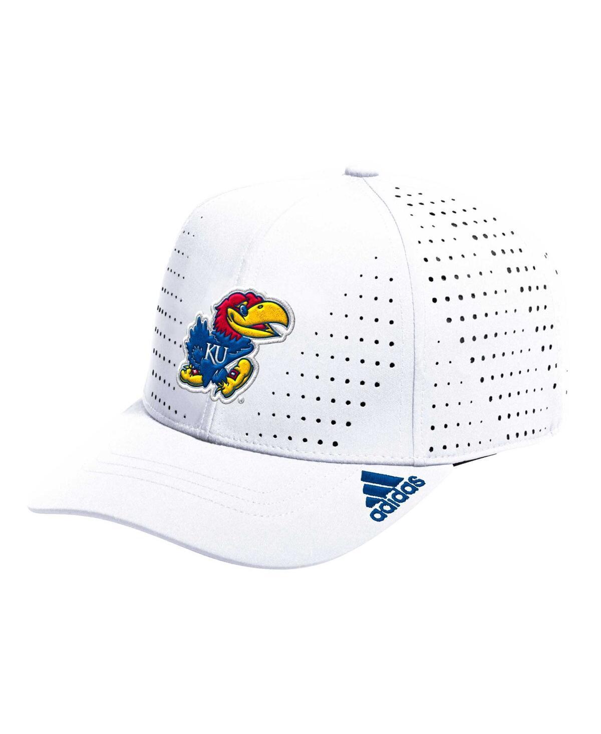 Adidas Mens White Kansas Jayhawks Locker Room Perforated Adjustable Hat Product Image