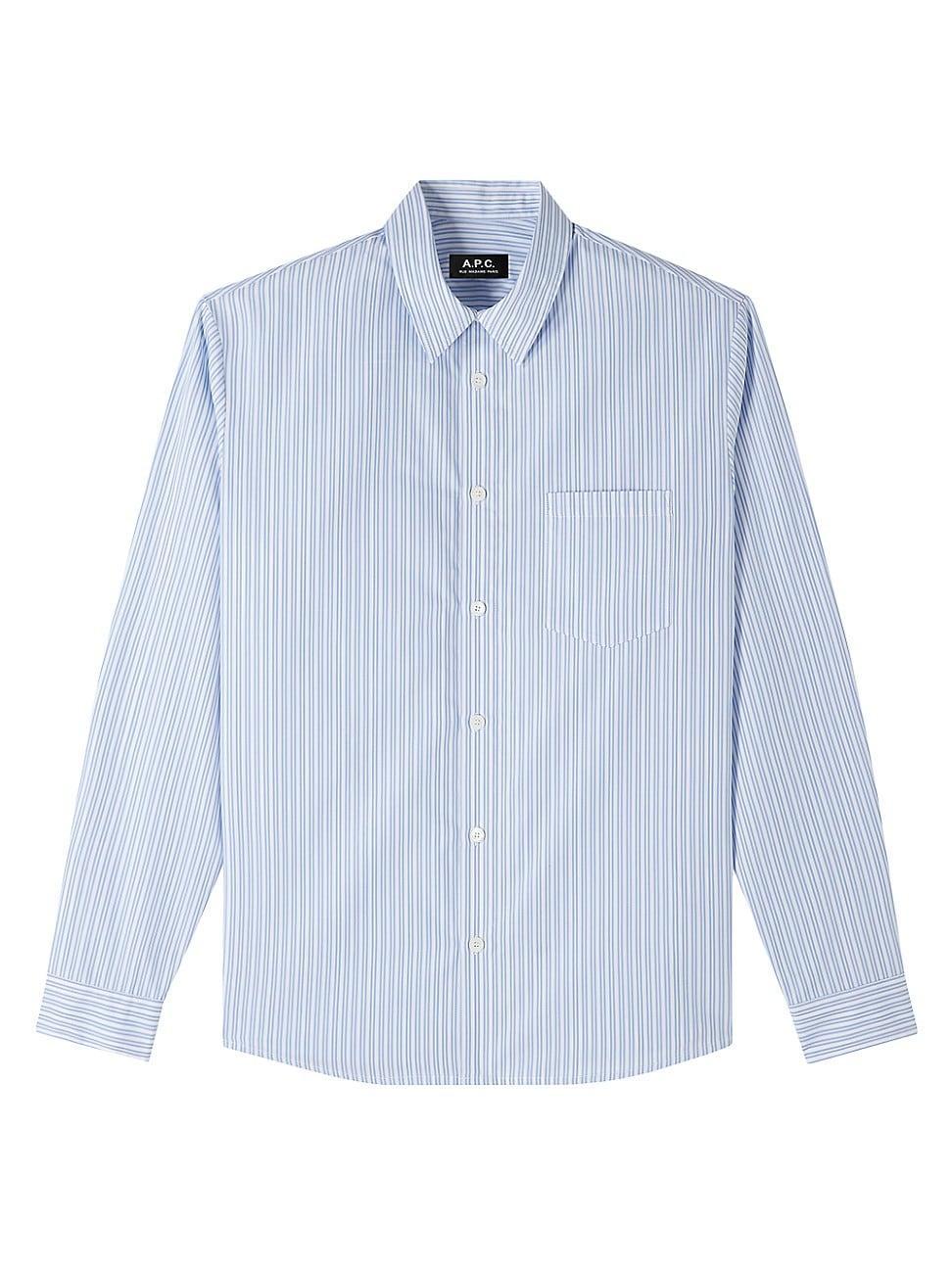 Mens Striped Cotton Button-Front Shirt Product Image