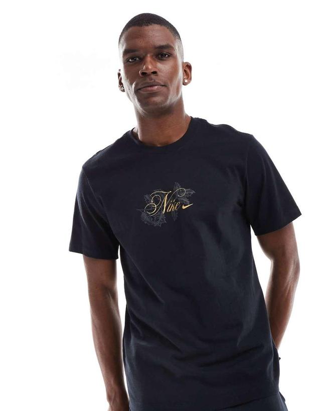 Nike 'Tis The Season logo t-shirt in black Product Image