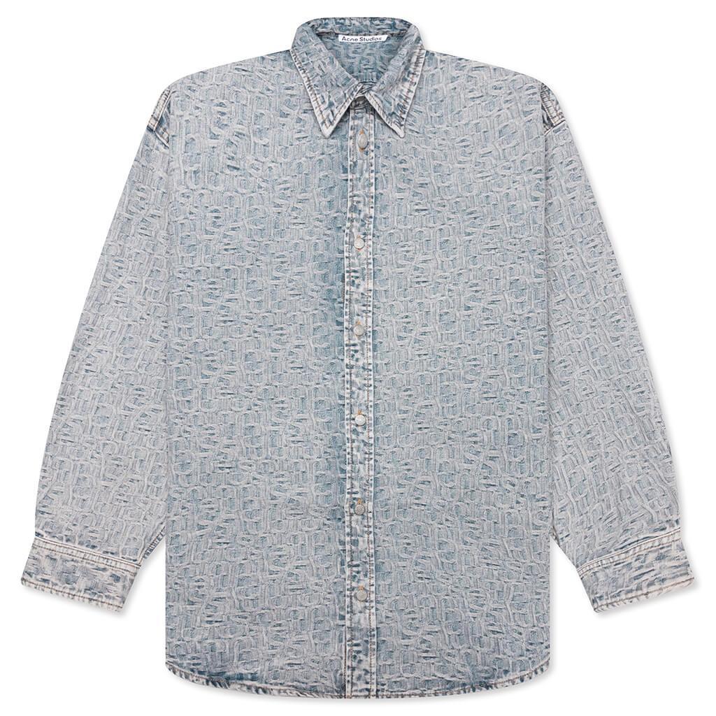 Relaxed Fit Denim Shirt - Blue/Beige Male Product Image