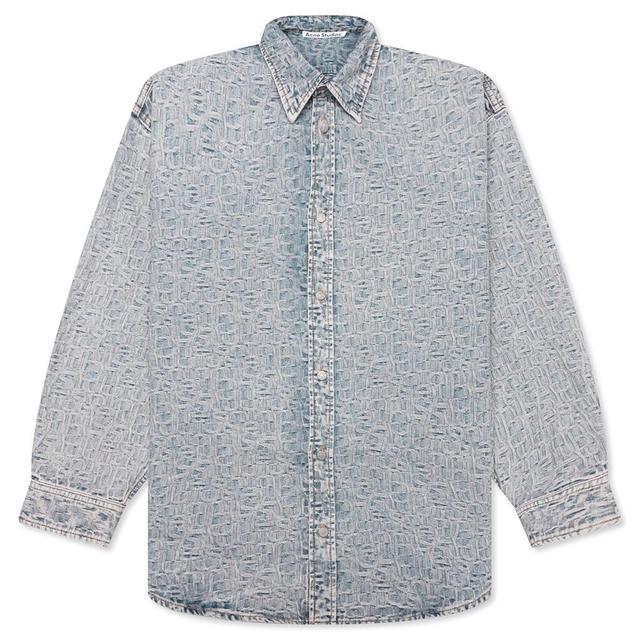 Relaxed Fit Denim Shirt - Blue/Beige Male Product Image