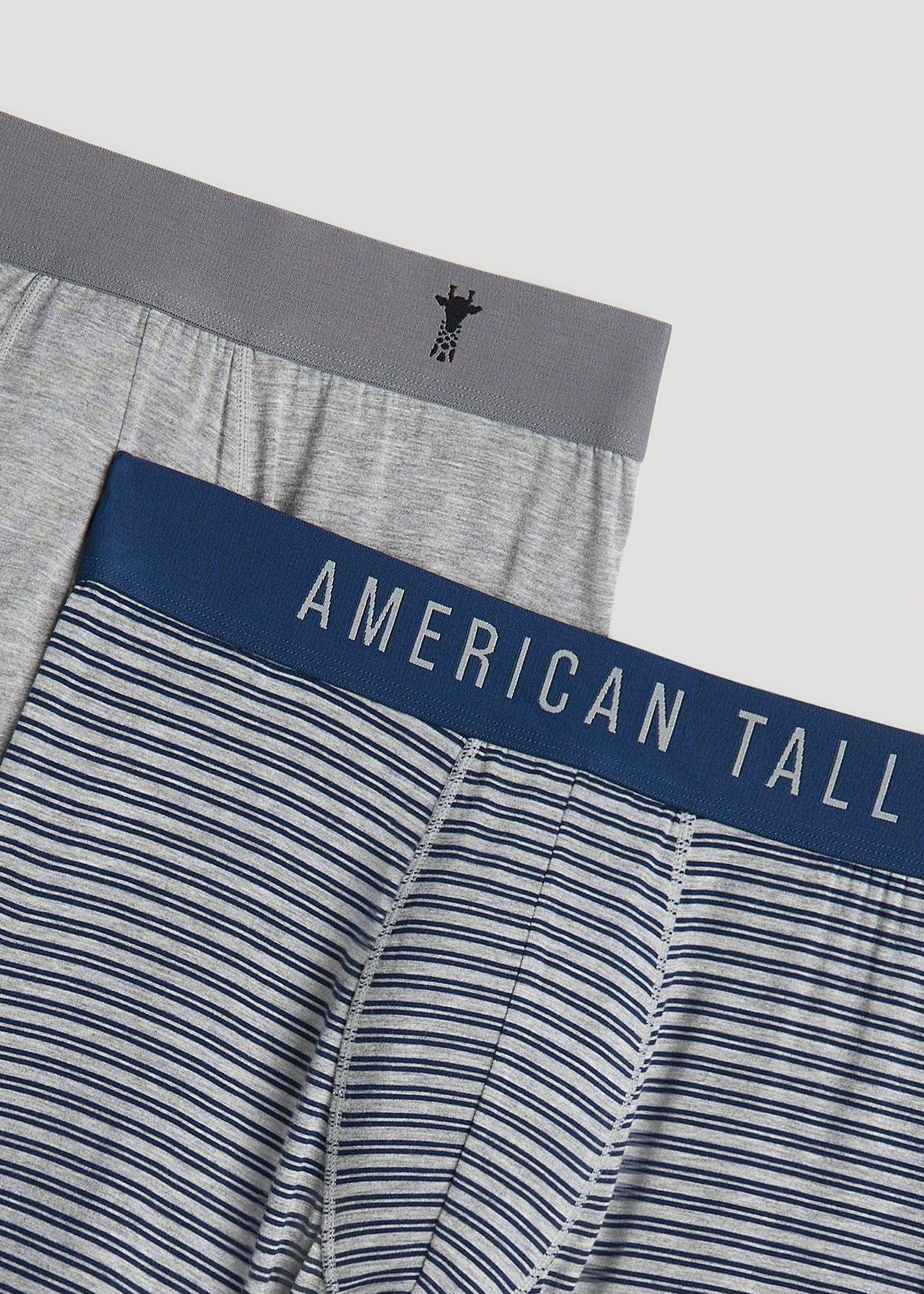 Micro Modal Extra-Long Boxer Briefs in Navy Stripe & Light Grey Mix (2-Pack) Product Image