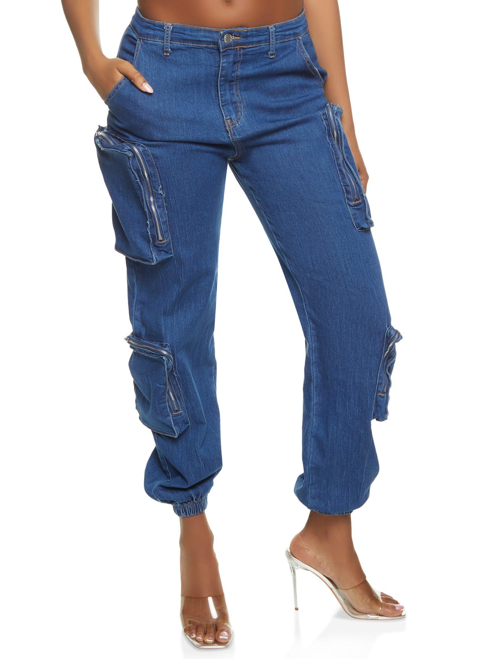 Womens Denim Utility High Waist Joggers product image