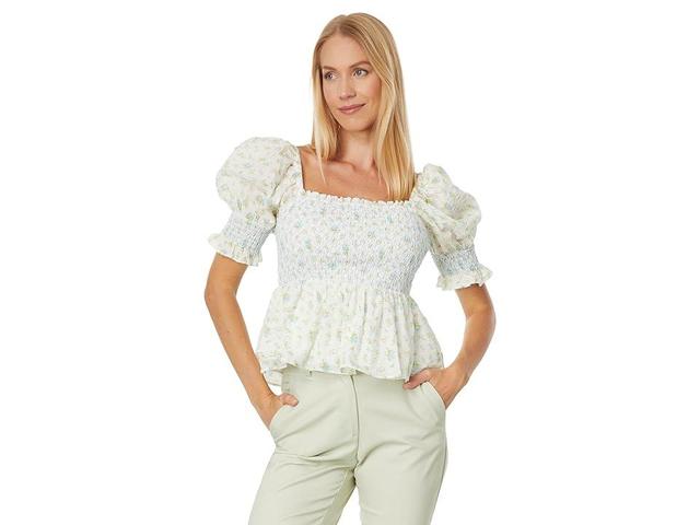 English Factory Smocked Floral Puff Sleeve Top Multi) Women's Clothing Product Image