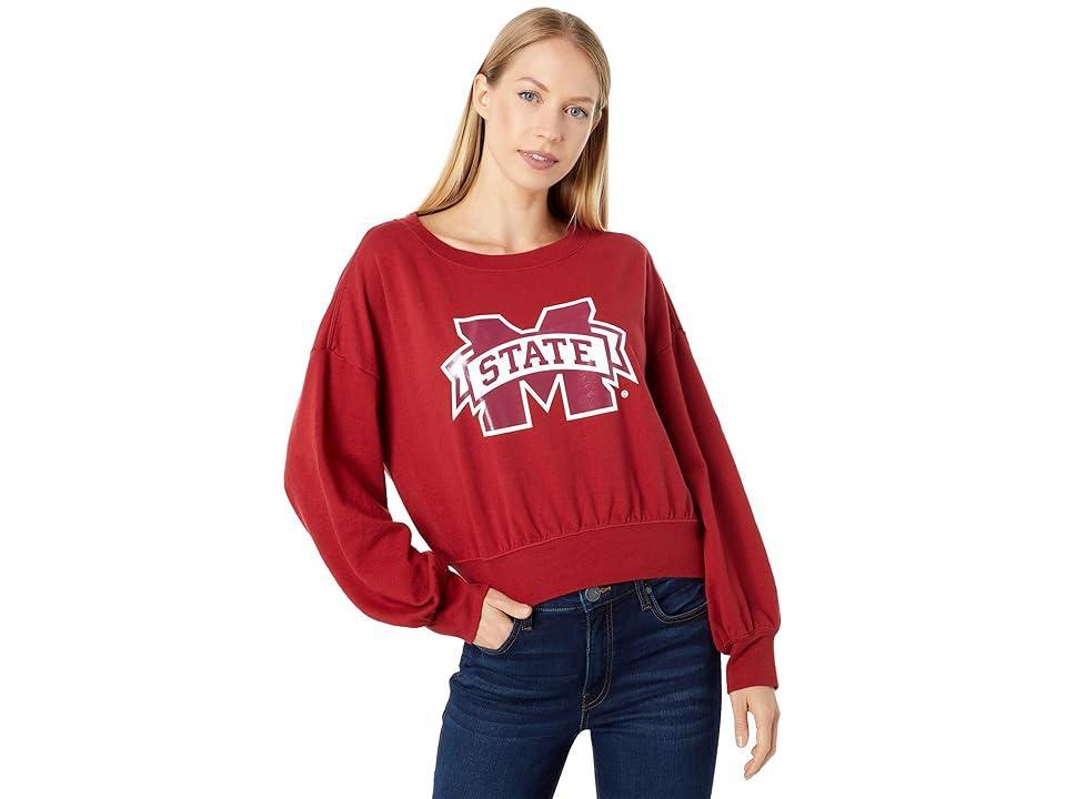 Lauren James Mississippi State Bulldogs Cropped Crew Neck Sweatshirt (Maroon) Women's Clothing Product Image