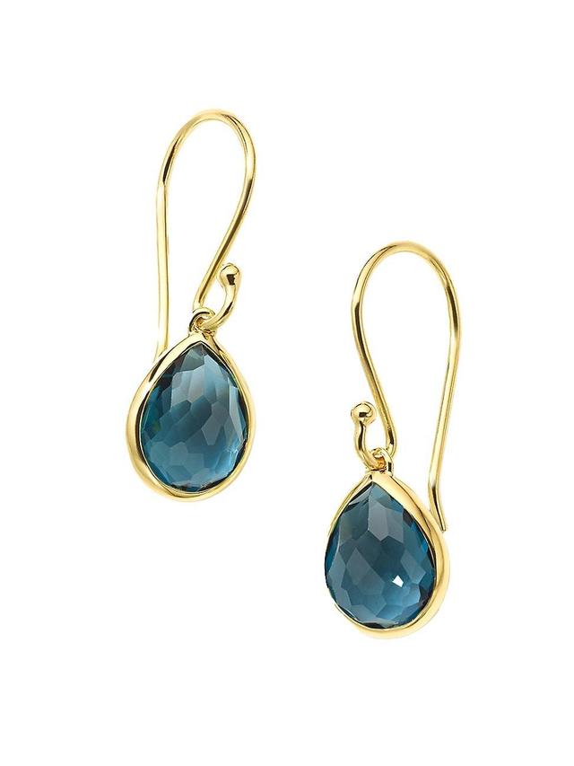 Womens Rock Candy 18K Green Gold & London-Blue-Topaz Teeny Teardrop Earrings Product Image