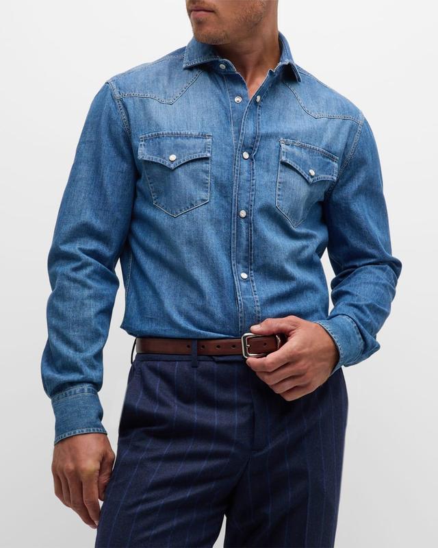 Mens Denim Western Shirt Product Image